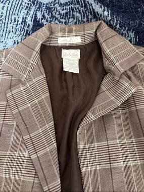 Brown Plaid Stretch Blazer